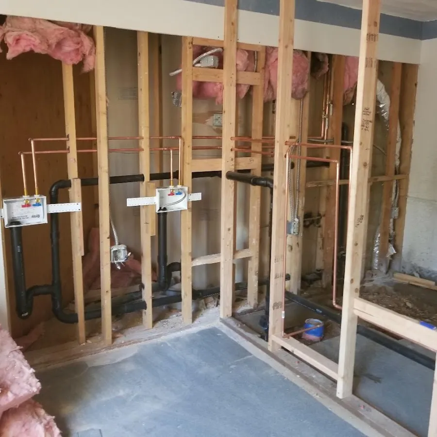 Copper pipe rough-in and plumbing installation in Asheville